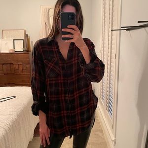 Zara Button Down Plaid Top - S